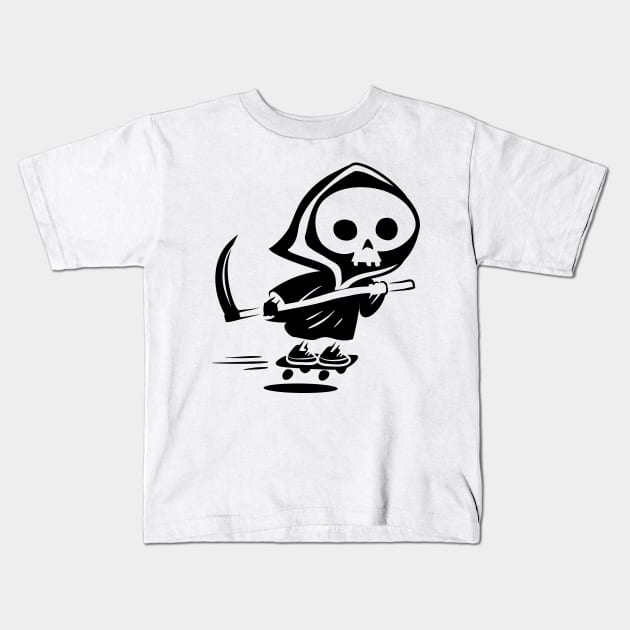 Death on a Skateboard Kids T-Shirt by Kopirin